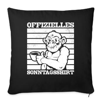 Affen Kaffee - Offizielles Sonntagsshirt Affe Oran - Throw Pillow Cover 17.5” x 17.5” - black - Front