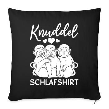 Knuddel Schlafshirt Affen - Süße Affen Orang-Utan - Throw Pillow Cover 17.5” x 17.5” - black - Front