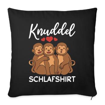 Knuddel Schlafshirt Affen - Süße Affen - Throw Pillow Cover 17.5” x 17.5” - black - Front