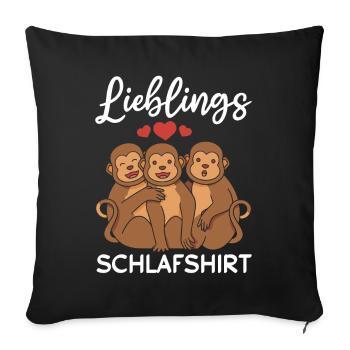 Lieblings Schlafshirt Affen - Süße Affen - Throw Pillow Cover 17.5” x 17.5” - black - Front