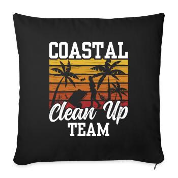 Coastal Clean Up Team Cleaning Beaches Beach - Throw Pillow Cover 17.5” x 17.5” - black - Front