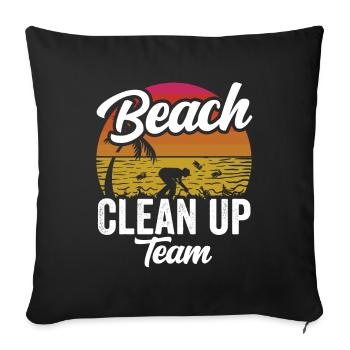 Beach Clean Up Team Cleaning Coast Beaches - Throw Pillow Cover 17.5” x 17.5” - black - Front