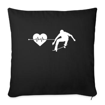 skate heartbeat - Throw Pillow Cover 17.5” x 17.5” - black - Front