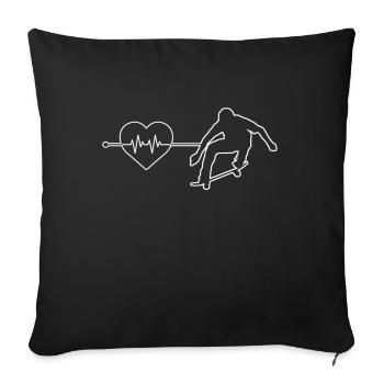 skate heartbeat - Throw Pillow Cover 17.5” x 17.5” - black - Front