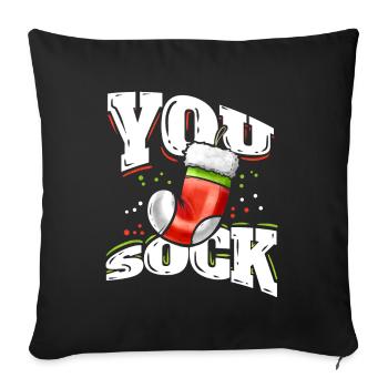 You Sock Merry Christmas - Throw Pillow Cover 17.5” x 17.5” - black - Front