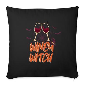 Winey Witch - Throw Pillow Cover 17.5” x 17.5” - black - Front