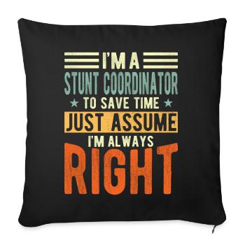Stunt Coordinator - Throw Pillow Cover 17.5” x 17.5” - black - Front