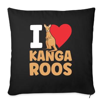 I Love Kangaroos Australia Kangaroo Animal Lover - Throw Pillow Cover 17.5” x 17.5” - black - Front