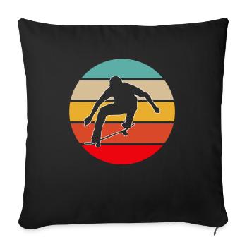 skate retro - Throw Pillow Cover 17.5” x 17.5” - black - Front