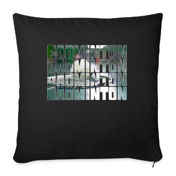 badminton - Throw Pillow Cover 17.5” x 17.5” - black - Front