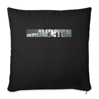 badminton - Throw Pillow Cover 17.5” x 17.5” - black - Front