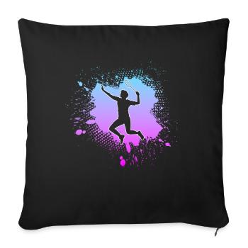 badminton - Throw Pillow Cover 17.5” x 17.5” - black - Front