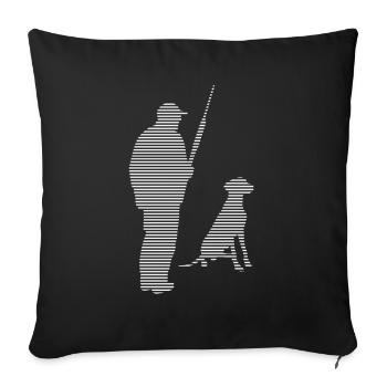 hunting - Throw Pillow Cover 17.5” x 17.5” - black - Front