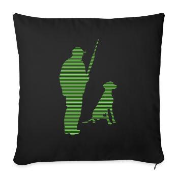 hunting - Throw Pillow Cover 17.5” x 17.5” - black - Front