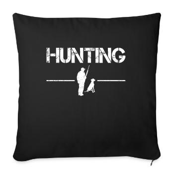 hunting - Throw Pillow Cover 17.5” x 17.5” - black - Front