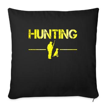 hunting - Throw Pillow Cover 17.5” x 17.5” - black - Front