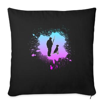 hunting - Throw Pillow Cover 17.5” x 17.5” - black - Front
