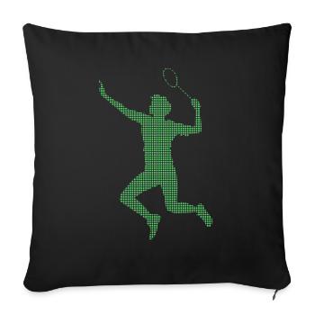 badminton - Throw Pillow Cover 17.5” x 17.5” - black - Front
