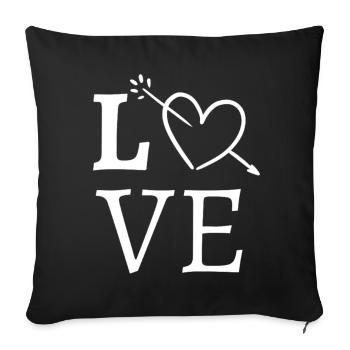 Idée cadeau saint valentin, Love, couple, amour - Throw Pillow Cover 17.5” x 17.5” - black - Front