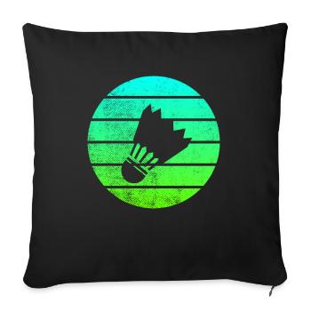 badminton - Throw Pillow Cover 17.5” x 17.5” - black - Front