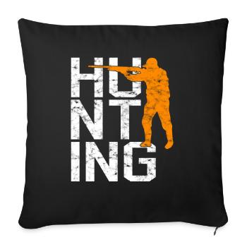 hunting - Throw Pillow Cover 17.5” x 17.5” - black - Front
