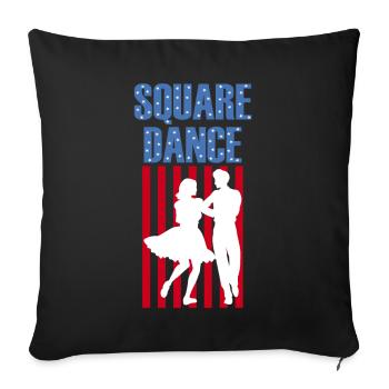 Square Dance American Patriotic Flag Western - Throw Pillow Cover 17.5” x 17.5” - black - Front