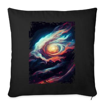 Space Galaxy Nebula Astronomy Pattern - Throw Pillow Cover 17.5” x 17.5” - black - Front