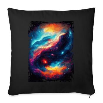 Space Galaxy Watercolor Nebula Pattern - Throw Pillow Cover 17.5” x 17.5” - black - Front
