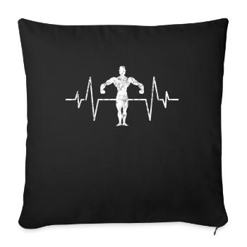 body building heartbeat - Throw Pillow Cover 17.5” x 17.5” - black - Front