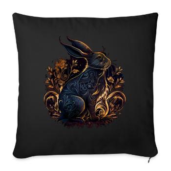 Year Of The Rabbit Chinese Lunar Zodiac Animal - Throw Pillow Cover 17.5” x 17.5” - black - Front