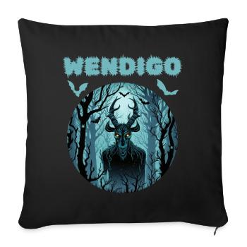 Wendigo Cryptid Halloween - Throw Pillow Cover 17.5” x 17.5” - black - Front