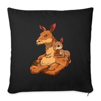 Kangaroo with Child for Daddy - Throw Pillow Cover 17.5” x 17.5” - black - Front