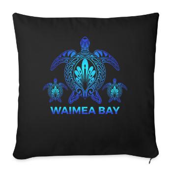 Waimea Bay North Shore Oahu Hawaii Turtle Souvenir - Throw Pillow Cover 17.5” x 17.5” - black - Front