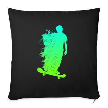 skating - Throw Pillow Cover 17.5” x 17.5” - black - Front