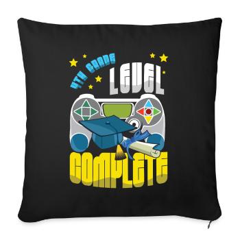 4th Grade Graduate Graduating 2023 Graduation Game - Throw Pillow Cover 17.5” x 17.5” - black - Front