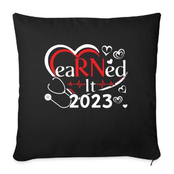 Graduation Graduating Nurse Nursing Graduate 2023 - Throw Pillow Cover 17.5” x 17.5” - black - Front