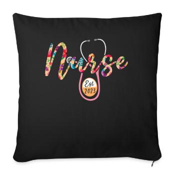 Graduating Nurse 2023 Nursing Graduate Graduation - Throw Pillow Cover 17.5” x 17.5” - black - Front