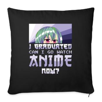 Love Anime Graduate Graduating 2023 Graduation - Throw Pillow Cover 17.5” x 17.5” - black - Front