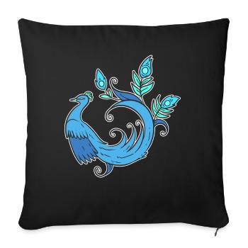 Beautiful Peacock Zookeepers - Throw Pillow Cover 17.5” x 17.5” - black - Front