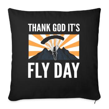 Paraglider Parachute Paragliding Pilot - Throw Pillow Cover 17.5” x 17.5” - black - Front