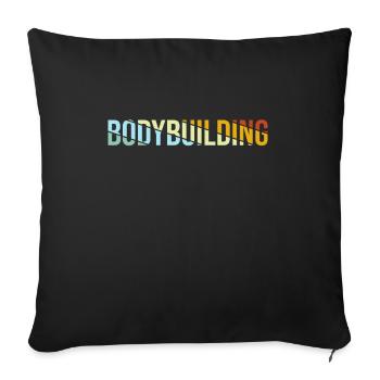 body building retro - Throw Pillow Cover 17.5” x 17.5” - black - Front