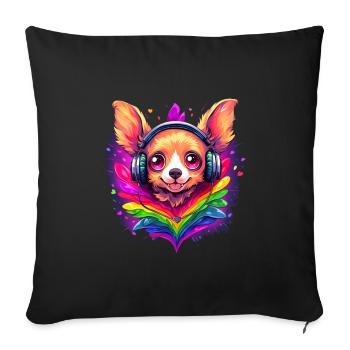 Chihuahua Pride dog Rainbow colored - Throw Pillow Cover 17.5” x 17.5” - black - Front