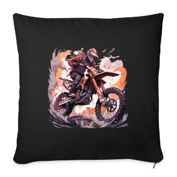 Motocross Dirtbike Motocross Motocross Motorcycle - Throw Pillow Cover 17.5” x 17.5” - black - Front