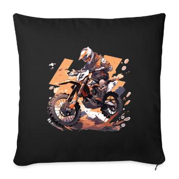 Motocross Dirtbike Motocross Motocross Motorcycle - Throw Pillow Cover 17.5” x 17.5” - black - Front