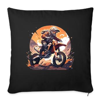 Motocross Dirtbike Motocross Motocross Motorcycle - Throw Pillow Cover 17.5” x 17.5” - black - Front