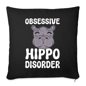 Hippos Lover Zoo Worker - Throw Pillow Cover 17.5” x 17.5” - black - Front