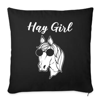 Hay Girl Equestrian - Throw Pillow Cover 17.5” x 17.5” - black - Front