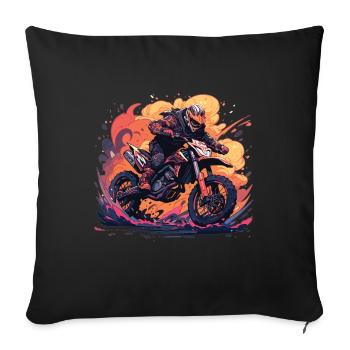Motocross Motocross Motorcycle Dirtbike - Throw Pillow Cover 17.5” x 17.5” - black - Front