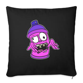 Zombie Graffiti Spray Can Spray Painter - Throw Pillow Cover 17.5” x 17.5” - black - Front