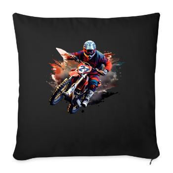 Motocross - Throw Pillow Cover 17.5” x 17.5” - black - Front